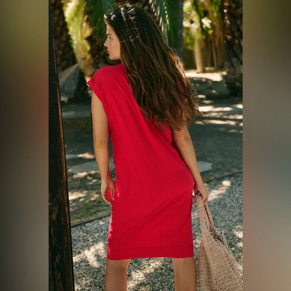 NWOT Free People Free-EST Nadia Mini Dress “Barbados Cherry” Large - Picture 2 of 9